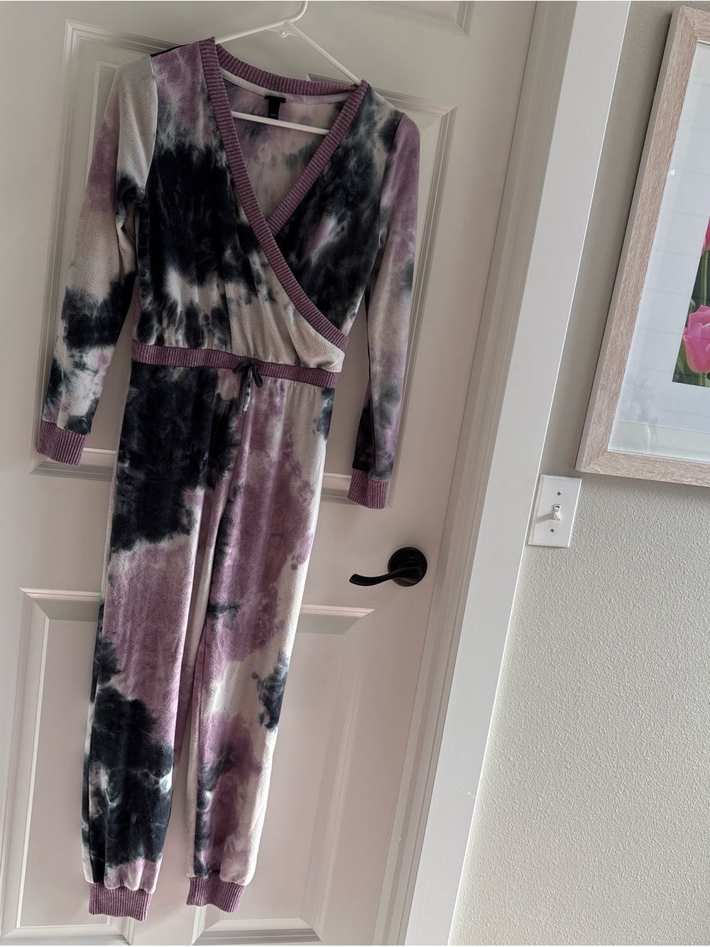 art class Girls Purple Black and White Tie-Dye Jumpsuit Romper